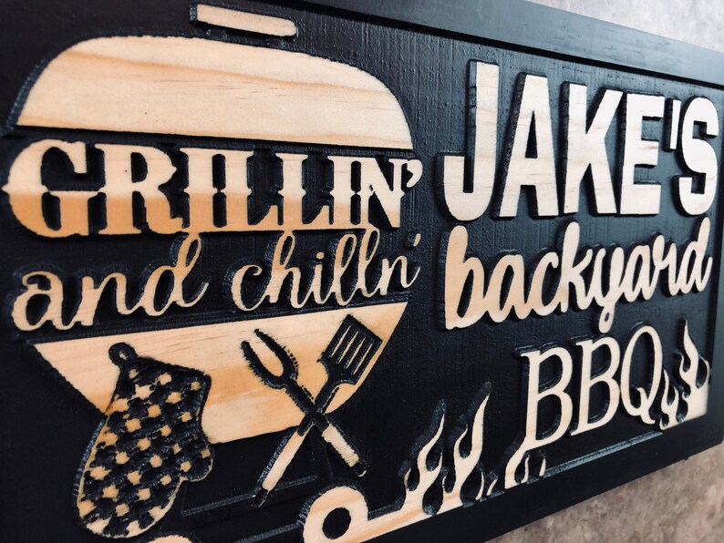 Personalized BBQ Name Sign for Backyard Grill Dad Gift for Him Etsy