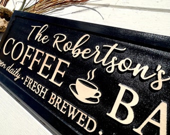 Persoanlized Coffee Sign for Home - Coffee Bar Decor - Fresh Brewed Sign - Ideal Birthday or Father's Day Gift