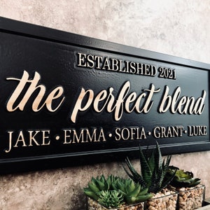 The perfect blend sign Personalized blended family name sign custom wedding gifts for couples personalized family wood sign mothers day Gift