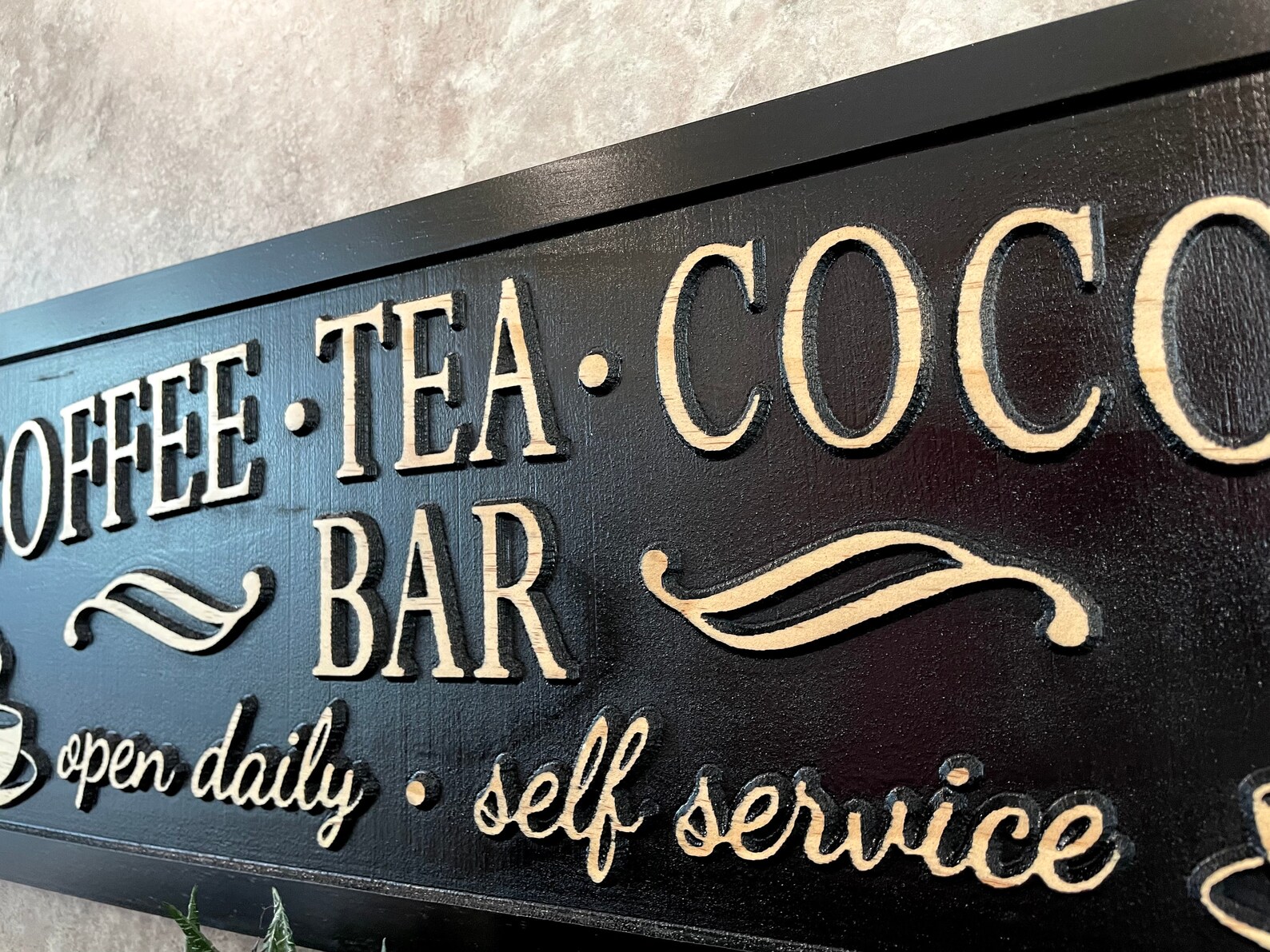 Coffee Tea Cocoa Bar Sign Custom Coffee Bar Sign Home Kitchen Etsy
