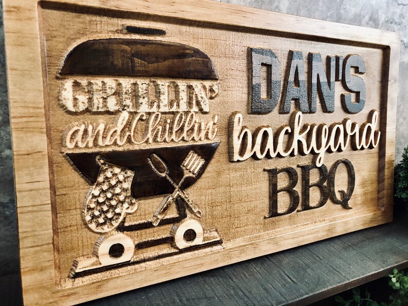 Personalized BBQ Name sign chillin grill signs for backyard Etsy