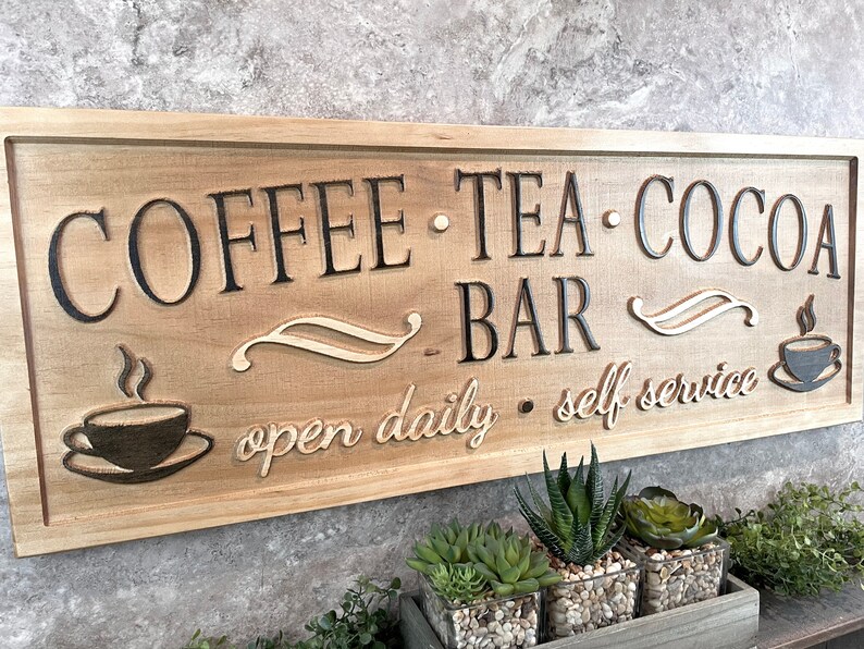 Custom Coffee Sign Coffee Tea Cocoa Bar Sign Home Kitchen Etsy