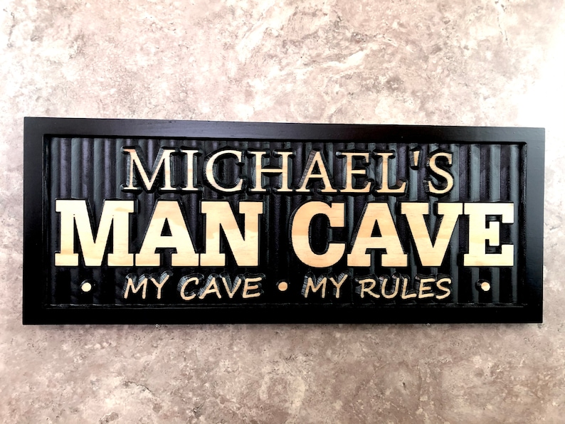 Personalized Man Cave Sign Custom Man Cave Name Sign for Bar Game Poker Billiard Room My Cave Rules Christmas Father's Day Gift for Dad Him image 6