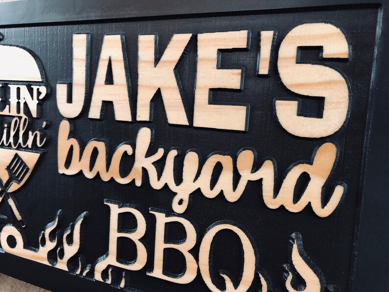 Personalized BBQ Name Sign for Backyard Grill Dad Gift for Him Etsy