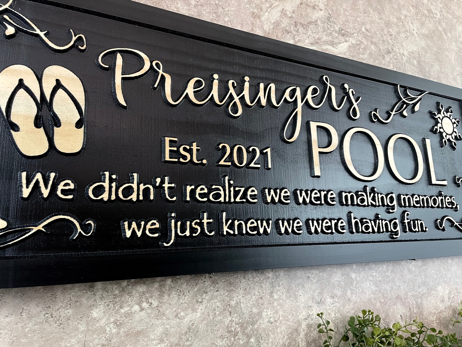 Custom Backyard Pool Sign Personalized Pool Sign Palm Tree Etsy