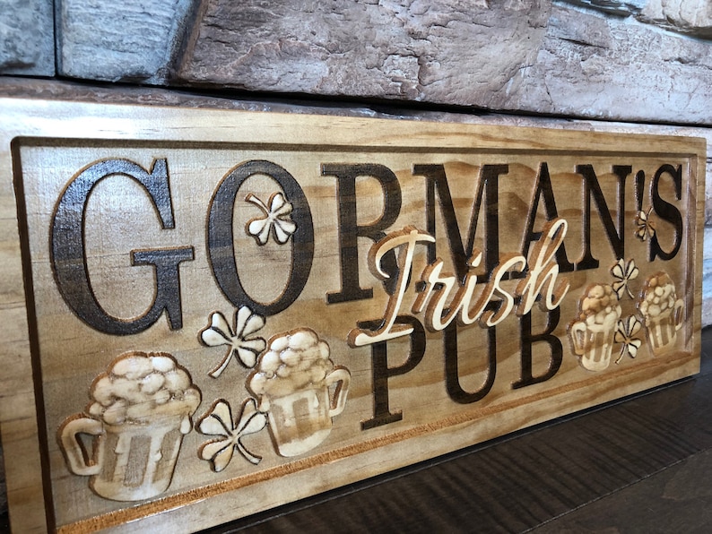 Personalized Bar sign Irish pub Wood Bar name Signs Custom Pub Etsy