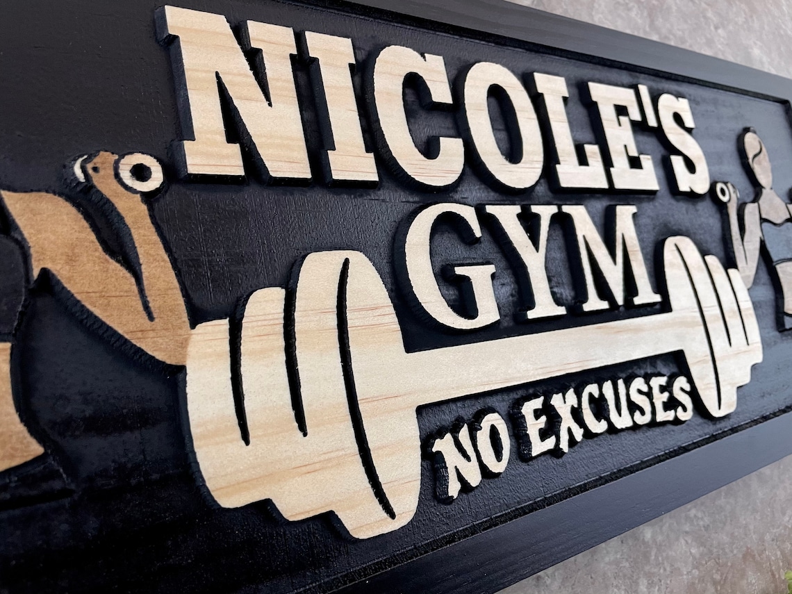 Personalized Gym Sign Home Gym Name Sign Custom gym workout Etsy