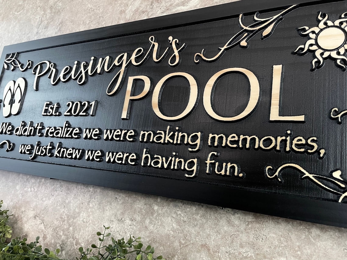 Custom Backyard Pool Sign Personalized Pool Sign Palm Tree Etsy