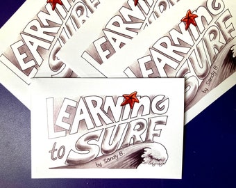 LEARNING TO SURF Comic Mini-Graphic Novel - with vinyl glow sticker