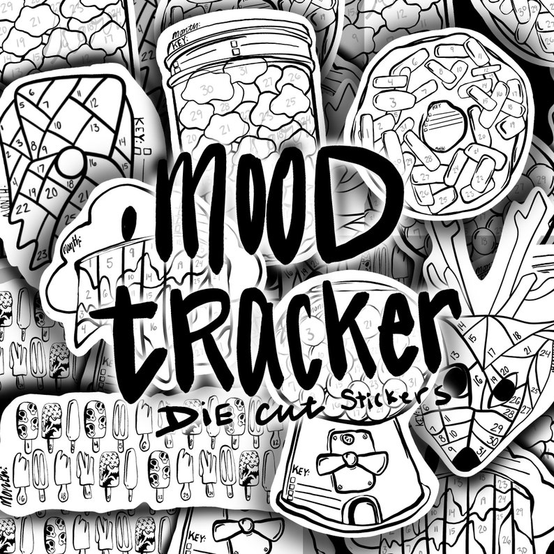 Color Me Sticker Design MOOD TRACKER Color Me Sticker | Die Cut Sticker | Planner TN Happy ...