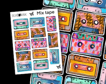 MIX Tape Sticker Sheet | Planner tn Happy Planners Travel Notebook Midori Journal Bujo Bullet Journal