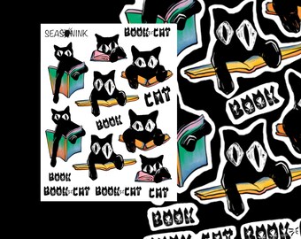Book Cat Sticker Sheet | Planner tn Happy Planners Travel Notebook Midori Journal Bujo Bullet Journal