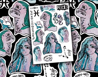 PISCES Zodiac Stickers| Planner Sticker Sheet |Planner TN Happy Planners Travel Notebook Midori Journal Bujo Bullet Journal