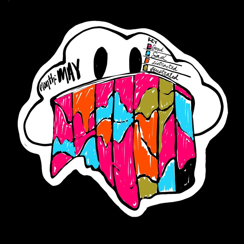Color Me Sticker Design MOOD TRACKER Color Me Sticker | Die Cut Sticker | Planner TN Happy ...