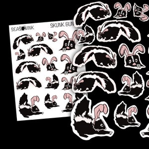 SKUNK Bunny Planner Stickers | Sticker Sheet | Planner TN Happy Planners Travel Notebook Midori Journal Bujo Bullet Journal