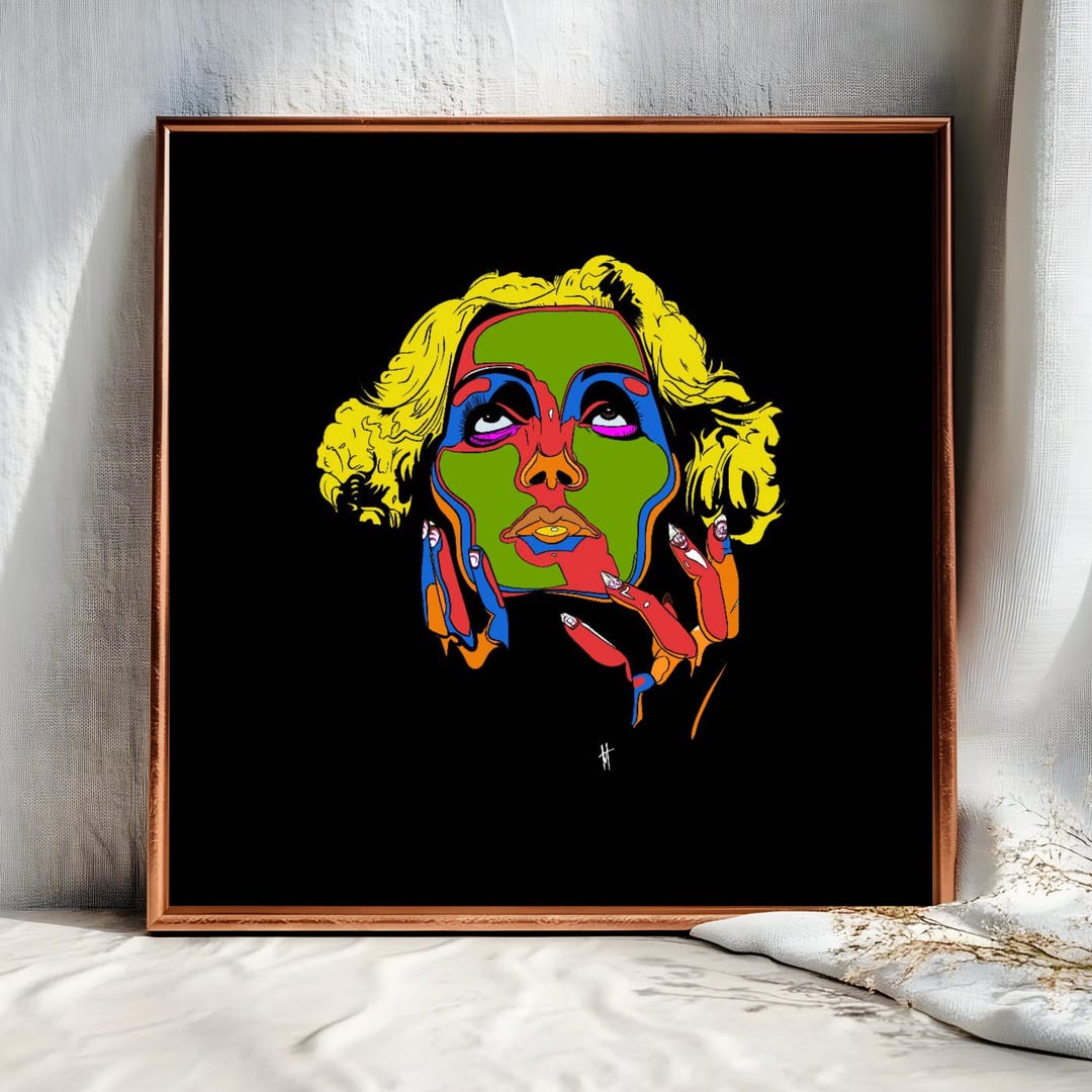 Upward Gaze, Masked Mystery: A Pop Art Portrait Masterpiece | Vibrant ...