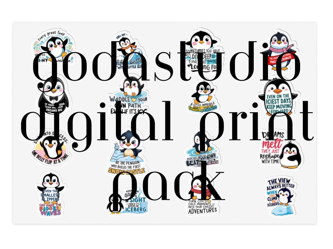 17 Inspirational Penguin Designs PNG Digital Download Uplifting ...