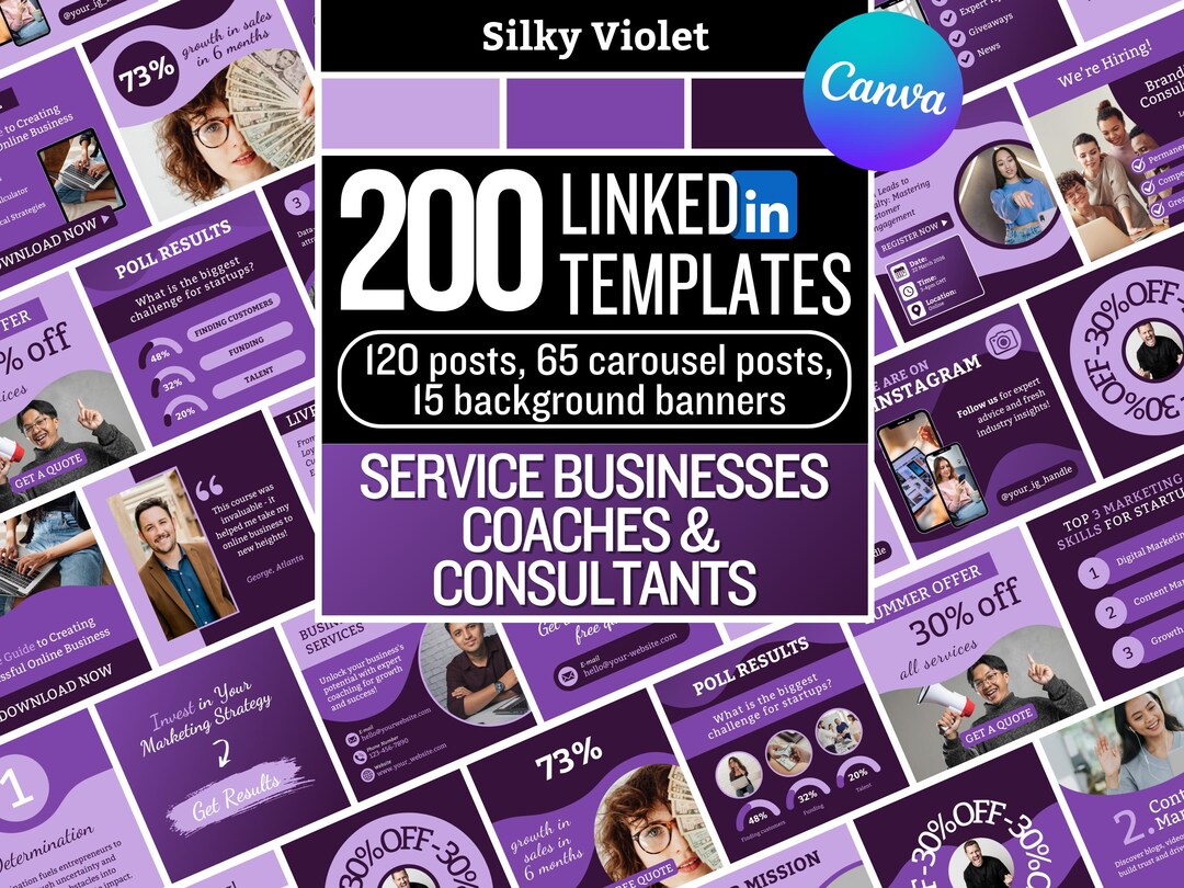 200 Violet Linkedin Templates for Service Businesses, Coaches ...