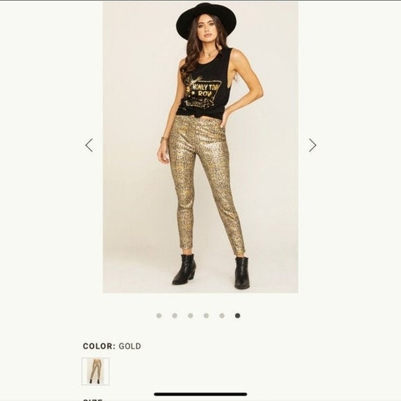 FREE PEOPLE Gold Snakeskin Pants