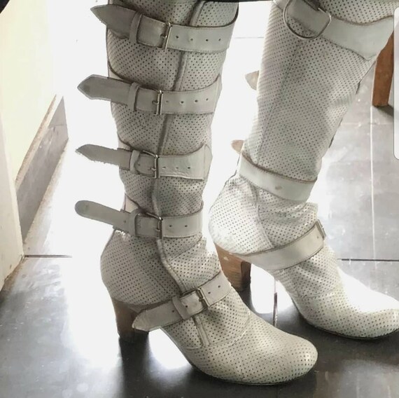 white 80s boots