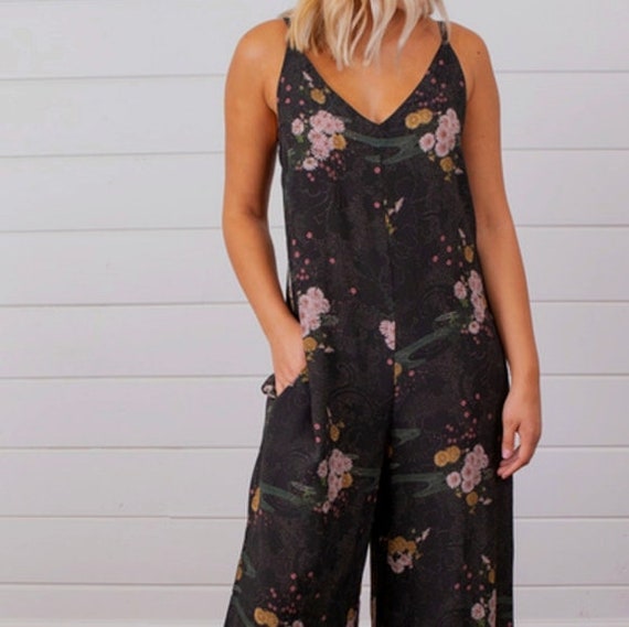 LACAUSA Black Floral Jumpsuit