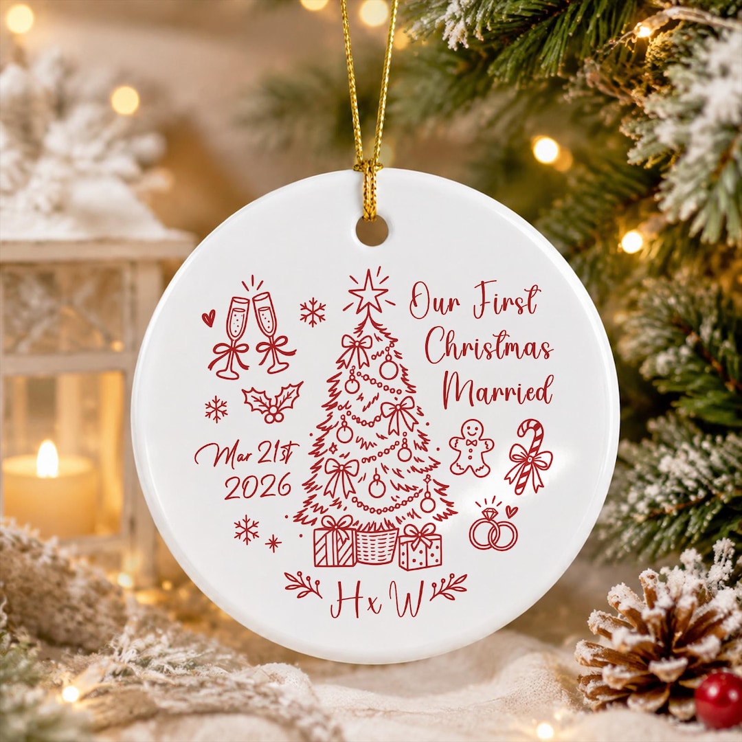 Personalized First Christmas Married Ornament 2026, Custom Couple Personalized First Christmas Married Ornament 2026, Custom Couple