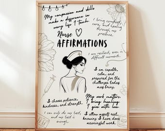 Nurse Affirmations Poster: Gift for Graduating Nurses, Healthcare Motivational Wall Art (Digital Download)
