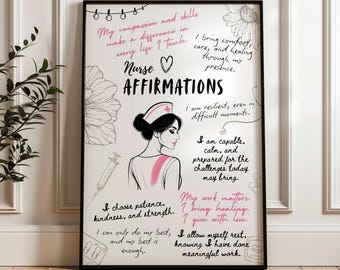 Nurse Affirmations Poster:  Positive Nurse Daily Reminders Wall Decor (Digital Download)