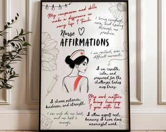 Nurse Affirmations Wall Art:  Positive Nurse Daily Reminders Poster (Digital Download)