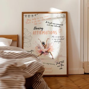Dancing Affirmation Wall Art: Dorm Room Decor - Pink Girl Dancer Poster (Digital Download)