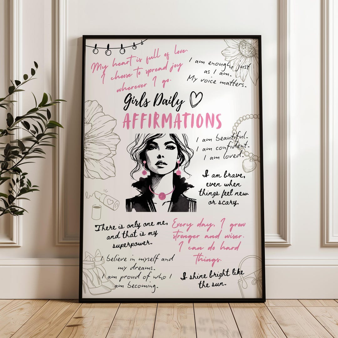 Positive Affirmations: Pink Motivational Wall Art for Girls - Girls ...