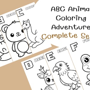 A–Z Tiere zum Ausmalen für Kinder - Komplettes druckbares PDF-Set