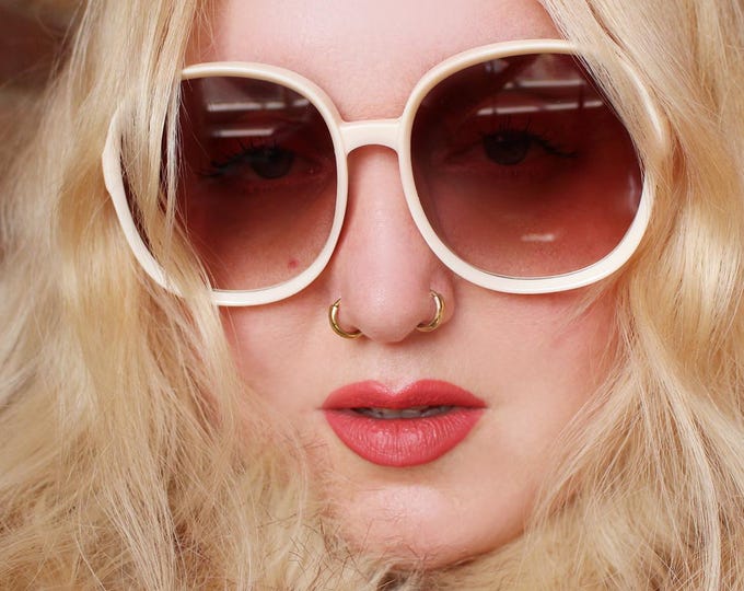 Oversized 70s sunglasses cream brown green black - HEATHER
