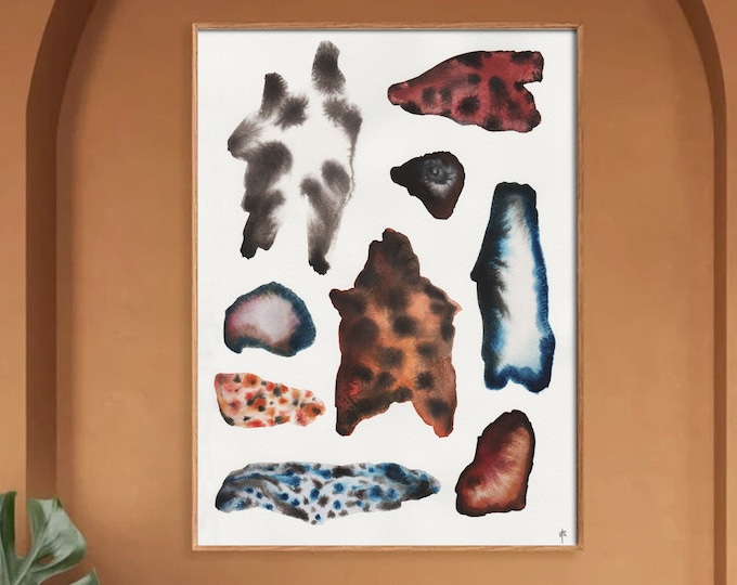 Rocks & Skins - Freehand watercolour painting size A3 art print - illustration - gift idea