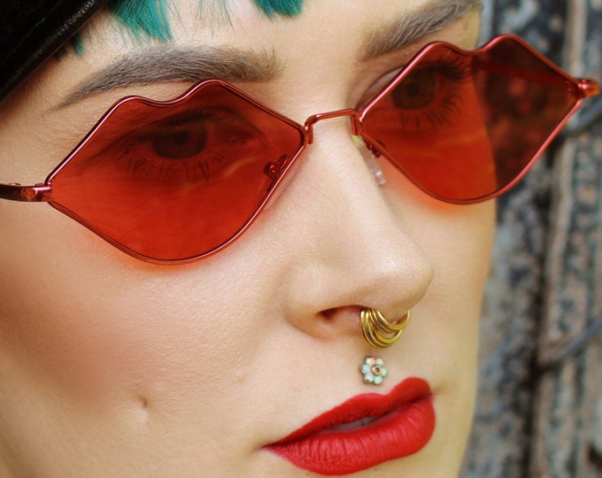 Retro red lips sunglasses 50s 80s style glasses - LULA