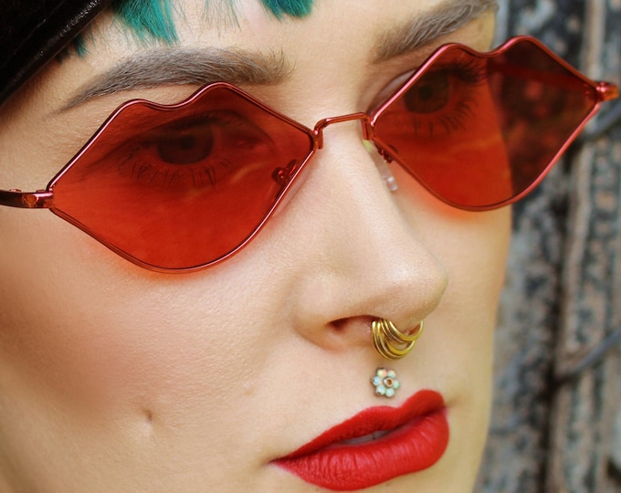 Retro orange lips sunglasses 50s 80s style glasses - LULA