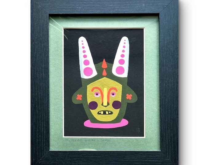 Mysterious Spectre 'Krugg' original framed ugly cute guardian acrylic painting
