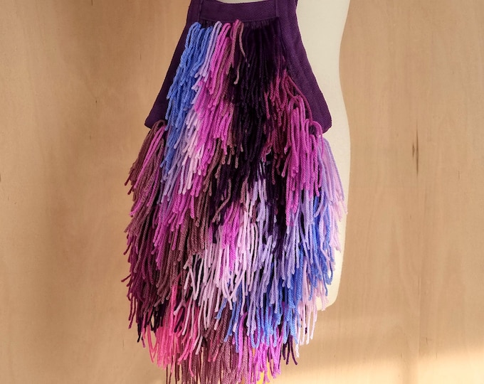 Handmade Shaggy market bag string Shopper: Purple blue pink