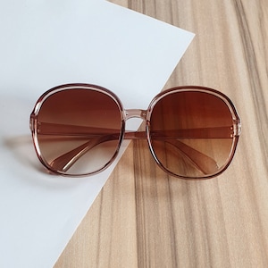 Oversized 70s sunglasses 80's retro beige brown tinted ombre lenses DENISE image 4