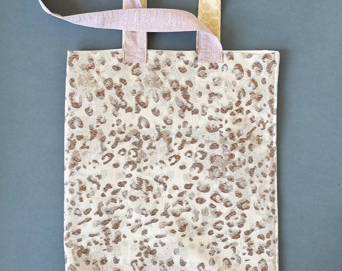 Handmade tote bag leopard print upcycled jaquard