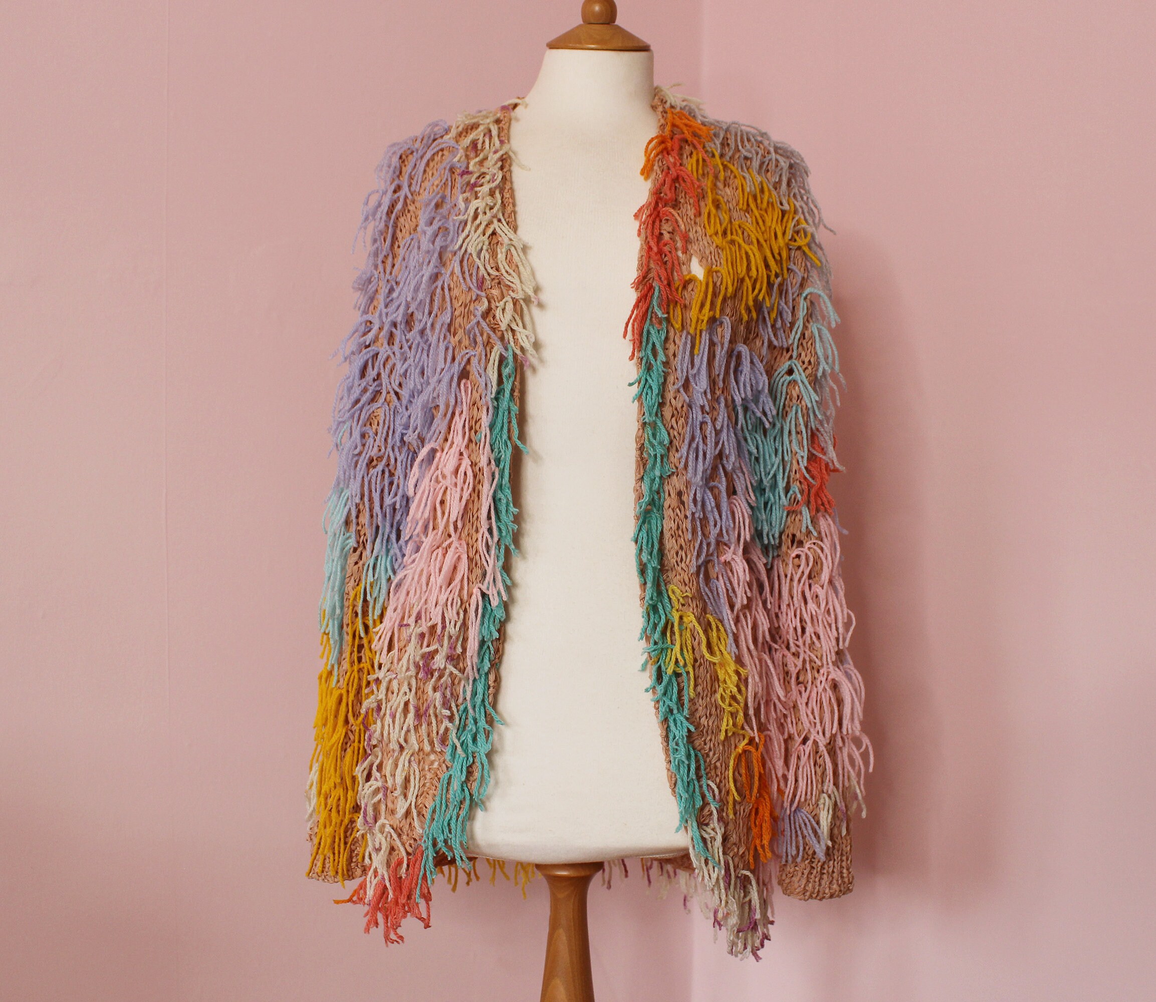 pink shaggy cardigan