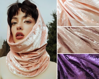 Hollywood soft velvet snood handmade cowl hood infinity scarf Amethyst purple Peach & Mink pink - options available