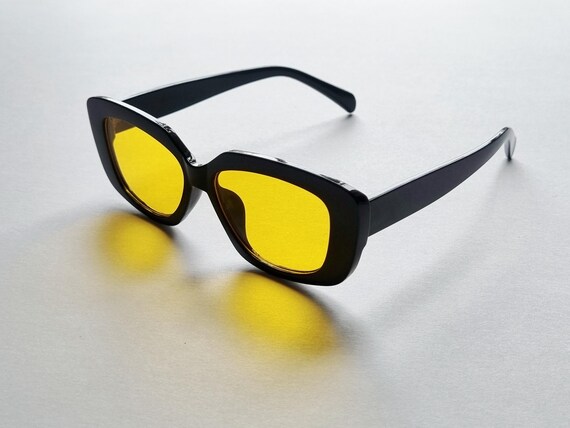 90's style chunky rectangular black sunglasses wi… - image 4