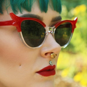 REDUCED - 10% OFF - Rita 50's 90's Lolita retro red tinted winged cat eye sunglasses