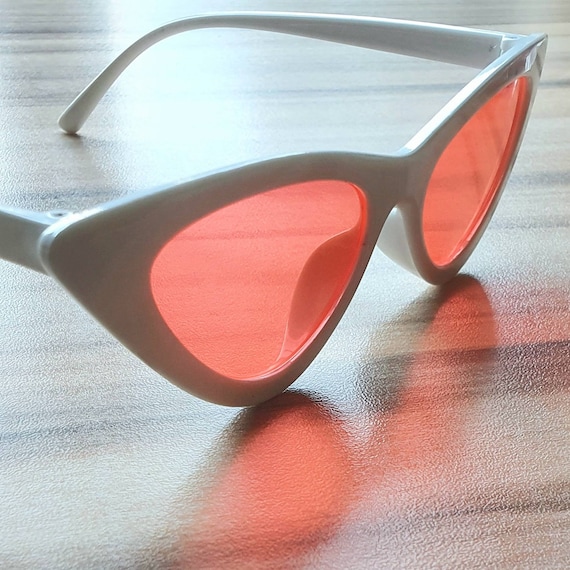 Thelma 50's 90's Retro white neon orange red tint… - image 5