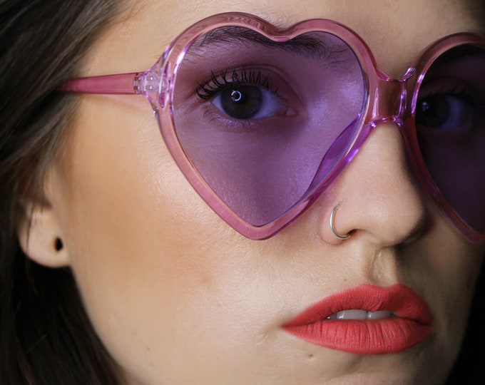 Heart shaped sunglasses oversized 50's 90's Retro lilac purple shades CINDY