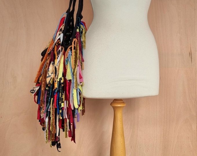 Handmade market rag bag string shopper