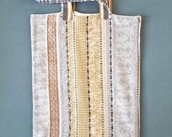 Handmade tote bag upcycled ethnic pattern pillowcase shopper