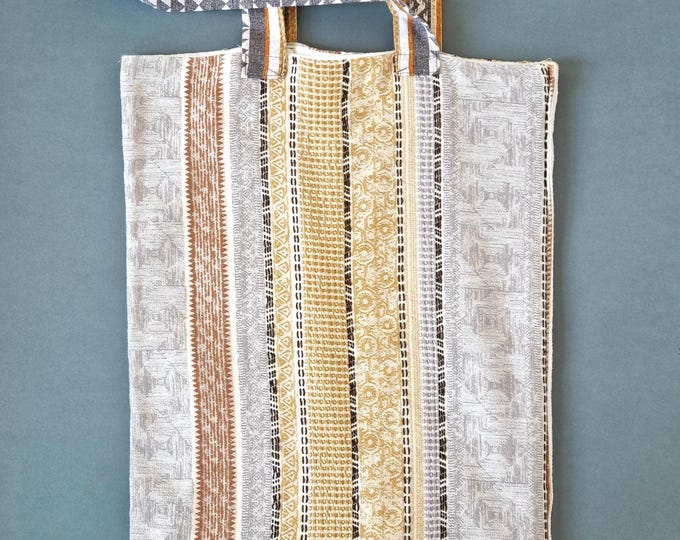 Handmade tote bag upcycled ethnic pattern pillowcase shopper