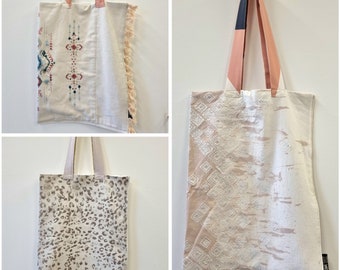 Unique 1 of a kind tote bag handmade using upcycled ex-sample showroom pillowcase - different options available